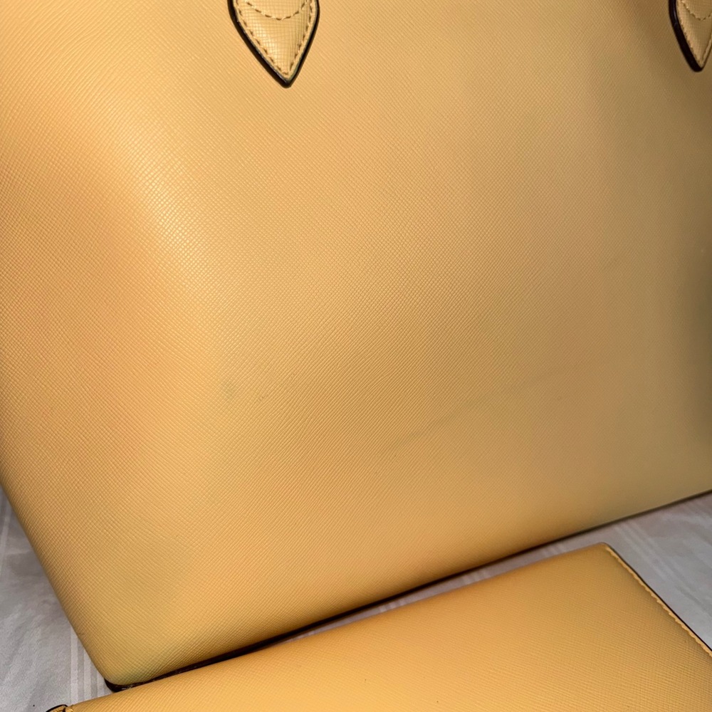 Kate Spade Buttercream Yellow Saffiano Leather Tote Bag Zip Wallet Set Pineapple - Picture 11 of 13